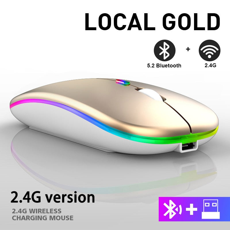 Wireless RGB Rechargeable Bluetooth Mice Mouse With LED Backlit