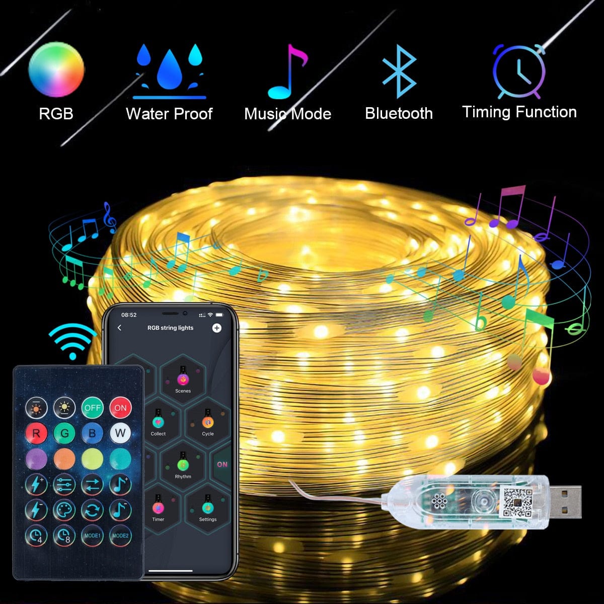 Led Strip Light RGB Infrarød Bluetooth-kontroller