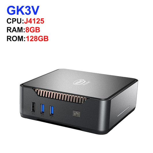 GK3V Mini PC Intel Celeron J4125/N5105 8GB DDR4 128GB/256GB Windows 11 Pro spilldatamaskin, 4K 60Hz HDMI VGA Win 11 Minipc