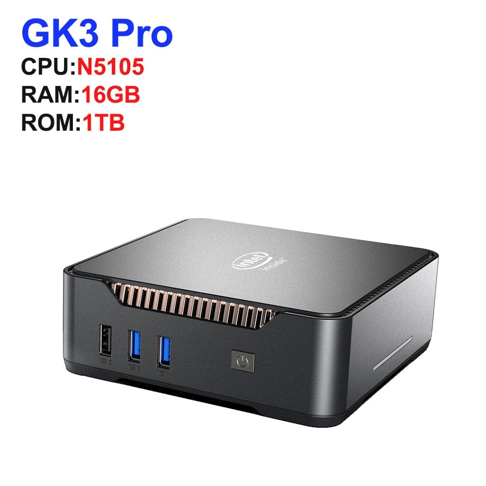 GK3V Mini PC Intel Celeron J4125/N5105 8GB DDR4 128GB/256GB Windows 11 Pro Gaming Computer, 4K 60Hz HDMI VGA Win 11 Minipc