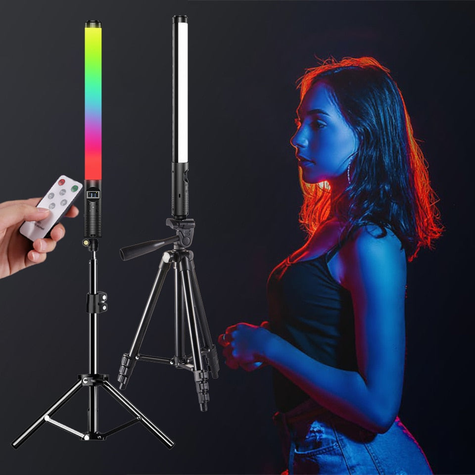 RGB lysstav med stativlampe