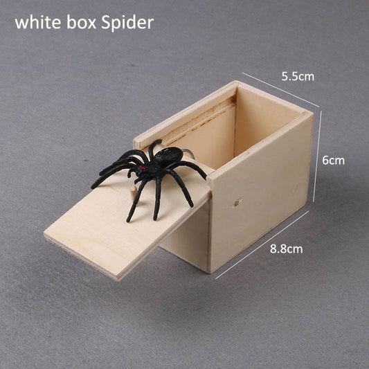 Wooden Prank Trick Joke Scare Toy Box Spider