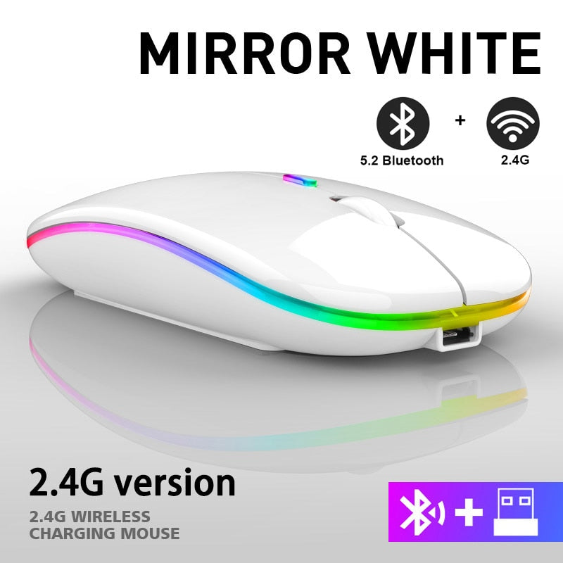 Wireless RGB Rechargeable Bluetooth Mice Mouse With LED Backlit