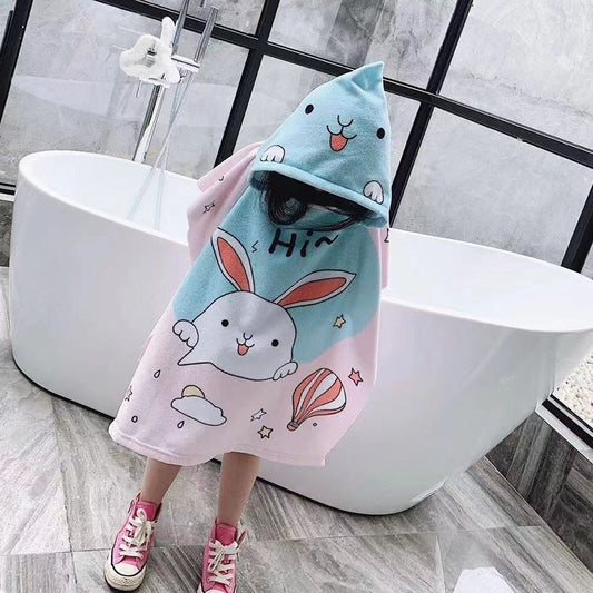 Cartoon Hooded Cloak Bathrob Towel Blanket