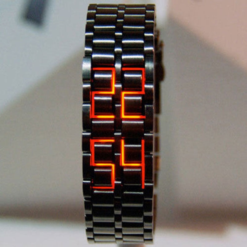 Metal Digital Lava Wrist Watch LED Display