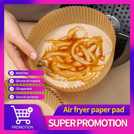 50 STK Air Fryer Spesialpapir Silikon Olje Papirskuff Papirholder rund oljeabsorberende papirholder Matpute Papir Bakepapir