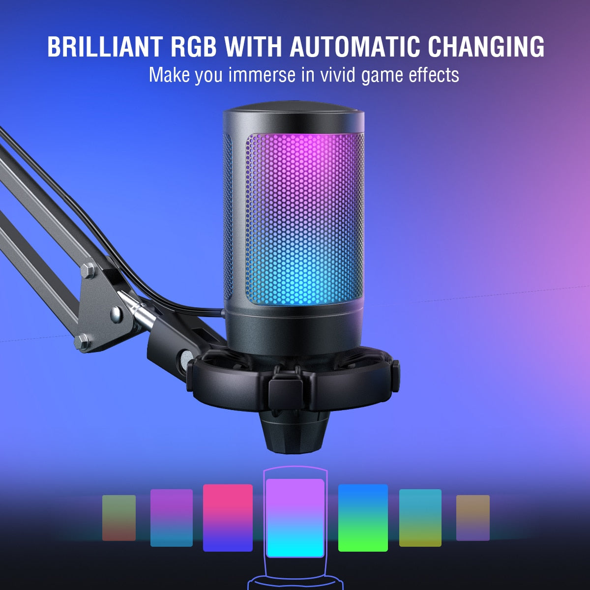 USB Microphone Kit Condenser with Mute Button / RGB / Arm Stand