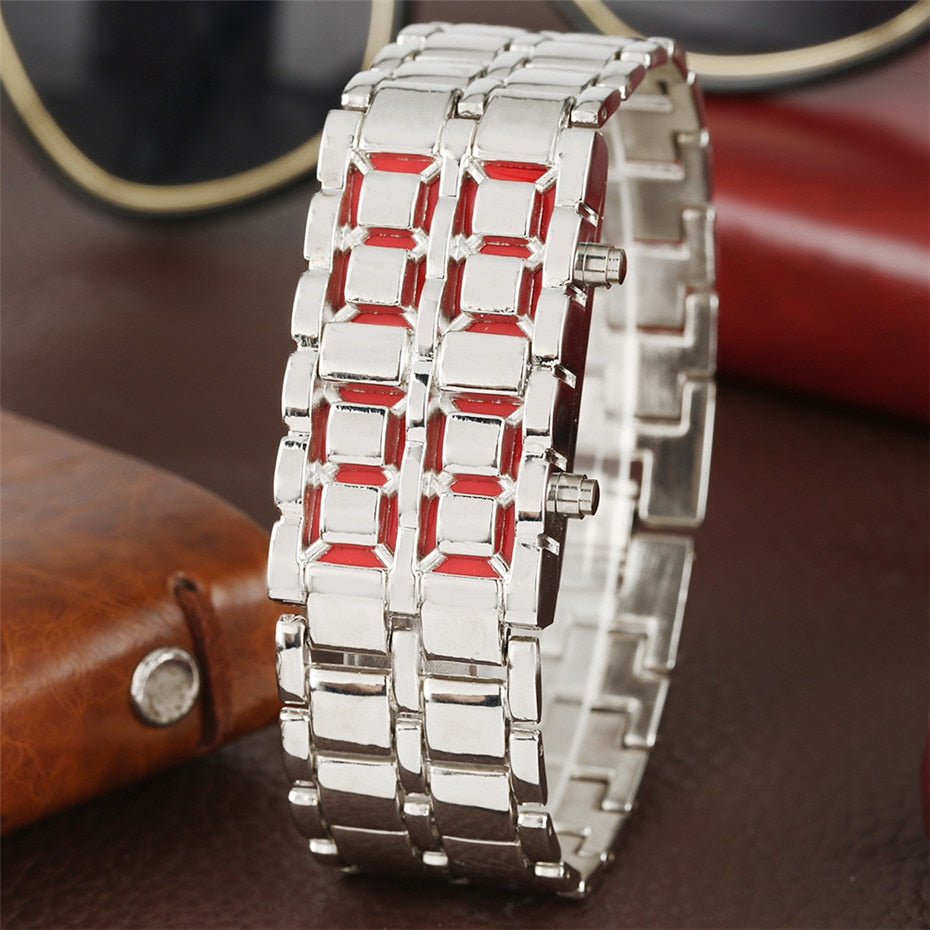 Metal Digital Lava Wrist Watch LED Display