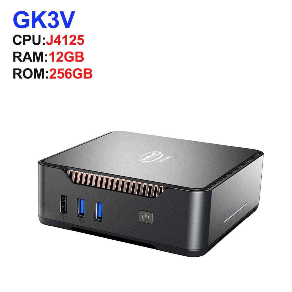 GK3V Mini PC Intel Celeron J4125/N5105 8GB DDR4 128GB/256GB Windows 11 Pro Gaming Computer, 4K 60Hz HDMI VGA Win 11 Minipc