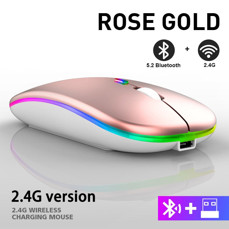 Wireless RGB Rechargeable Bluetooth Mice Mouse With LED Backlit