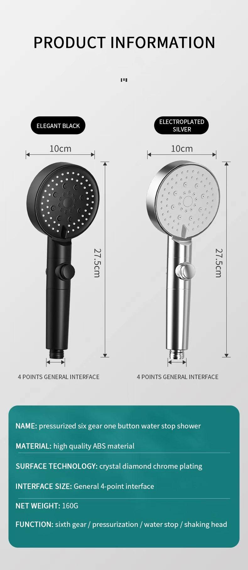 6 Modes Shower Head