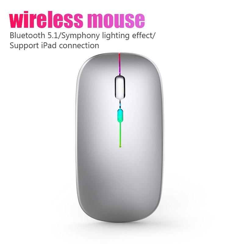 Wireless RGB Rechargeable Bluetooth Mice Mouse With LED Backlit