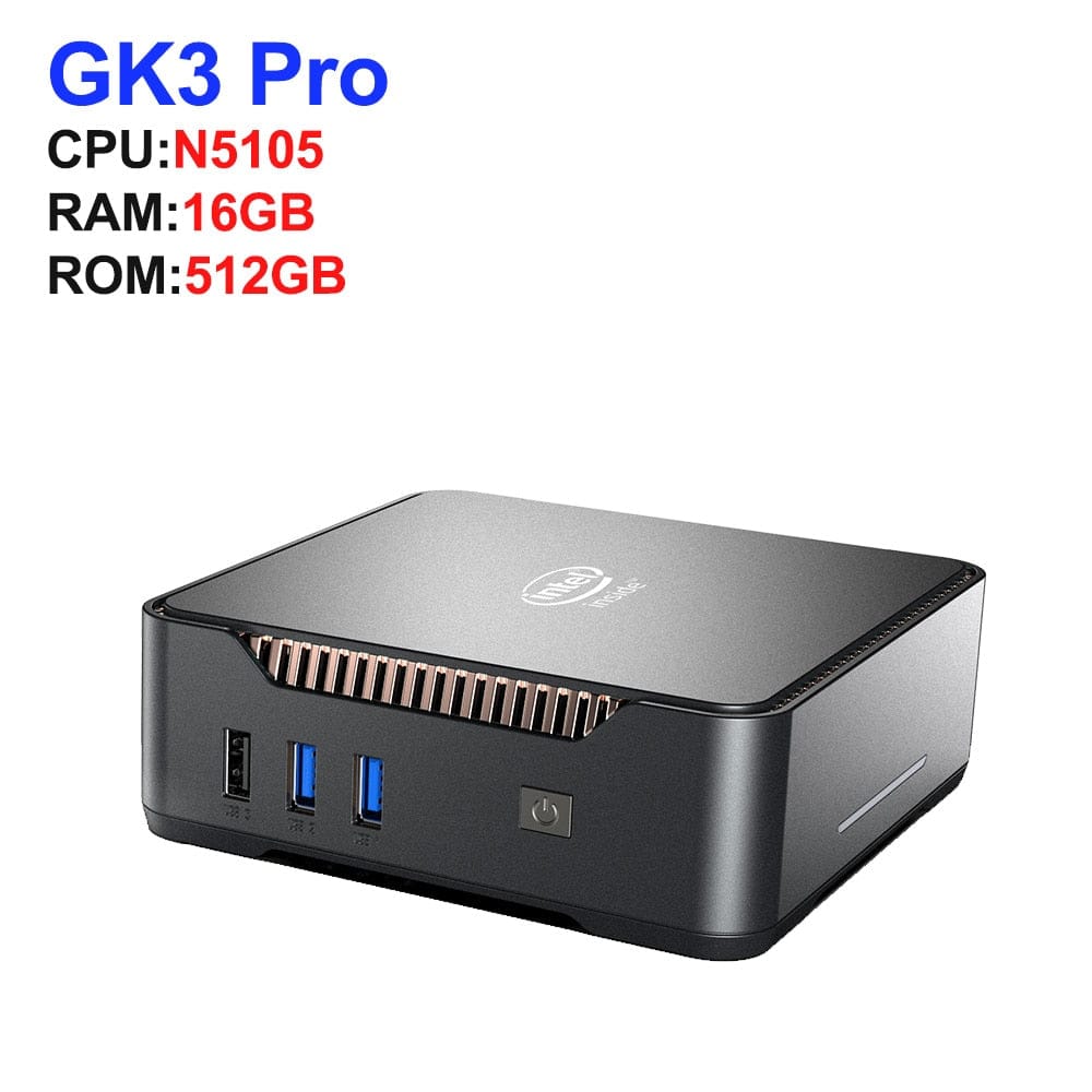 GK3V Mini PC Intel Celeron J4125/N5105 8GB DDR4 128GB/256GB Windows 11 Pro Gaming Computer, 4K 60Hz HDMI VGA Win 11 Minipc