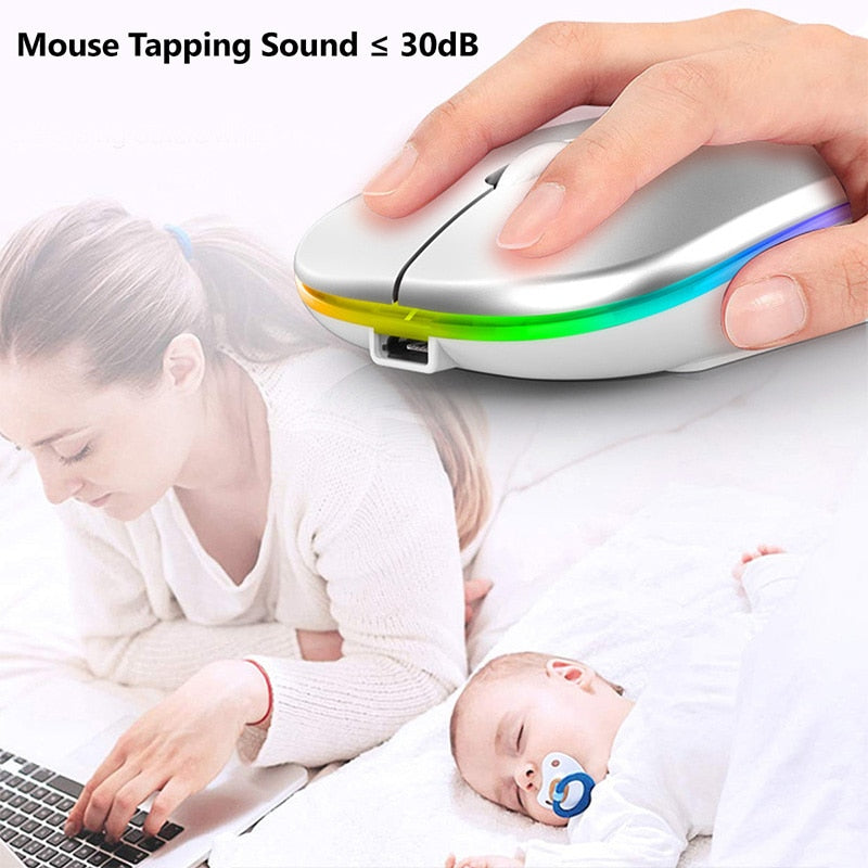 Wireless RGB Rechargeable Bluetooth Mice Mouse With LED Backlit