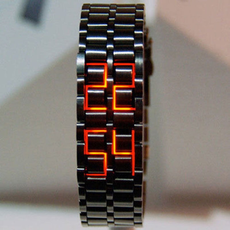 Metal Digital Lava Wrist Watch LED Display