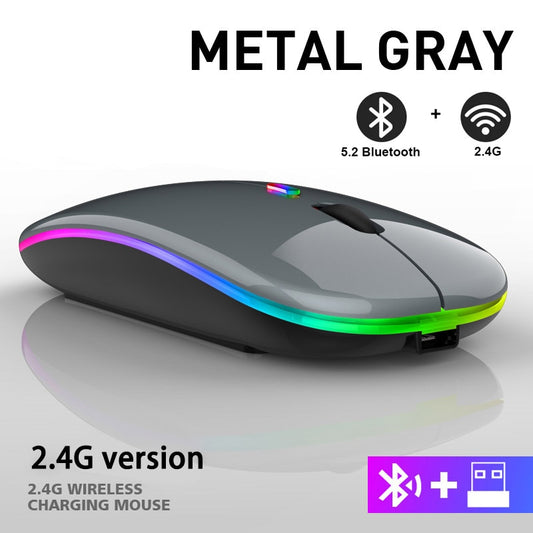 Wireless RGB Rechargeable Bluetooth Mice Mouse With LED Backlit