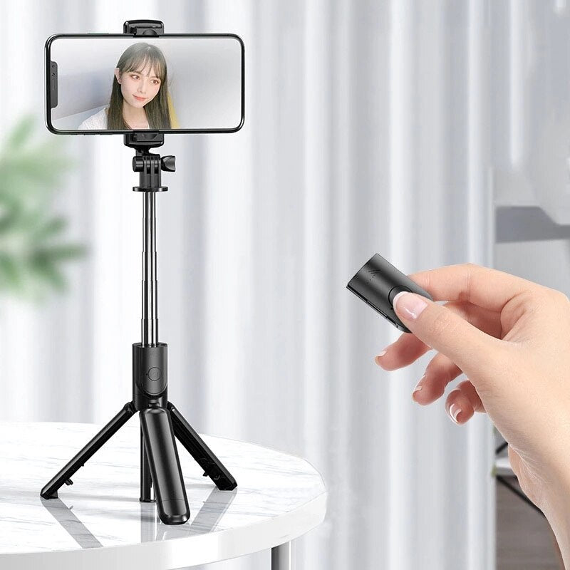 3 i 1 trådløs sammenleggbar mini selfie stativ monopod med Bluetooth lukker