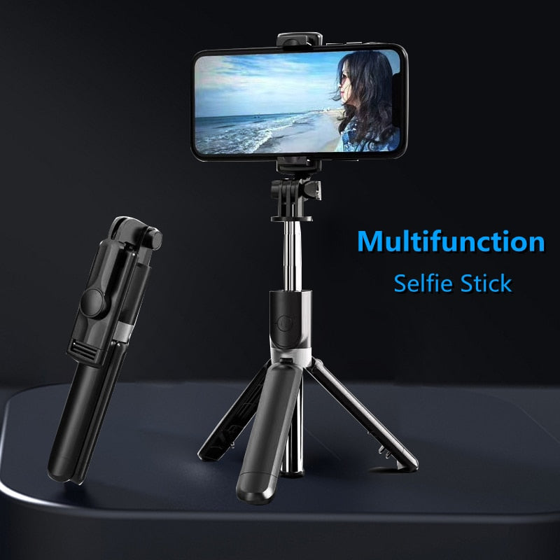 3 i 1 trådløs sammenleggbar mini selfie stativ monopod med Bluetooth lukker